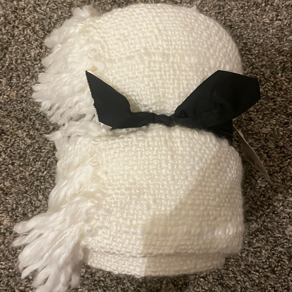 Hearth & Hand White Knit Throw